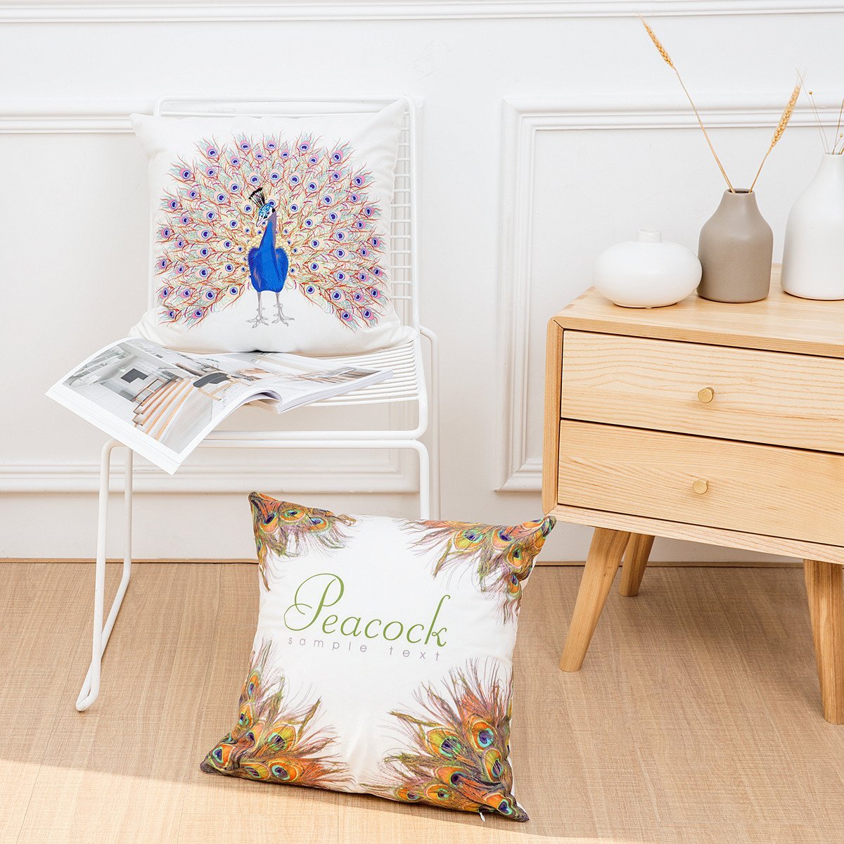 Feather Fascination Printed Pillow Covers - Theone Apparel