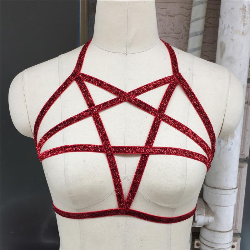 Five Star Open Bust Cage Bra-Red-Theone Apparel