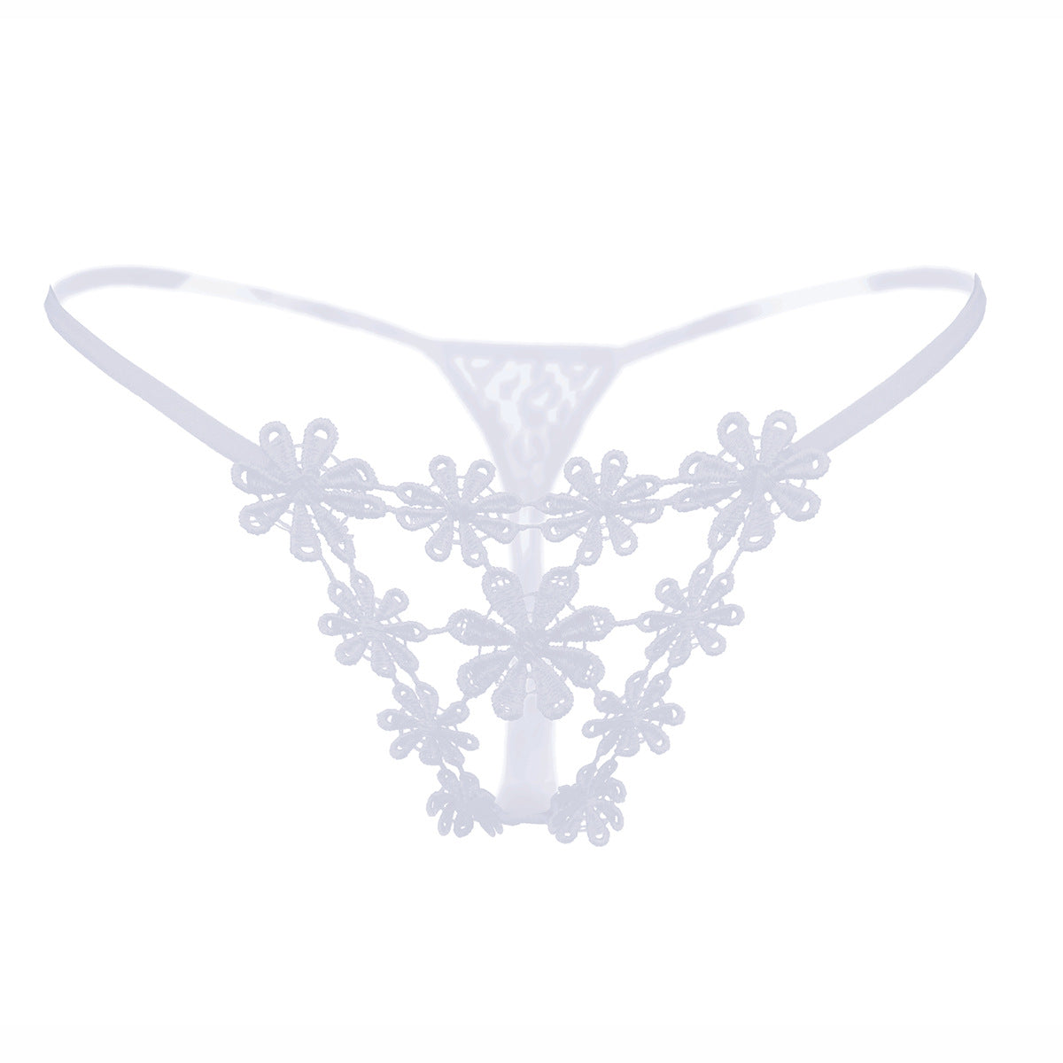Flower Embroidery Micro Thong Panty-White-Theone Apparel