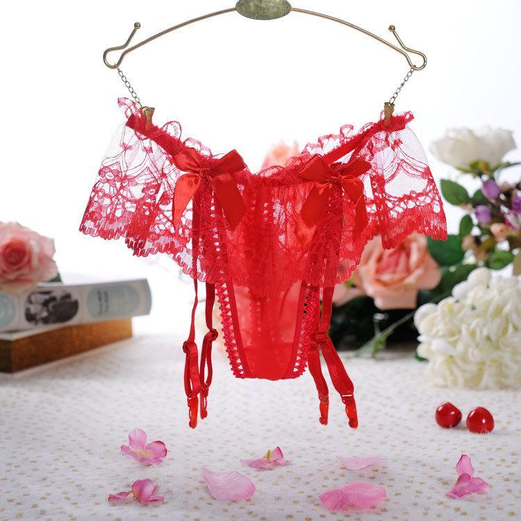 Frilly Lace Skirt Garter Panty-Red-Theone Apparel