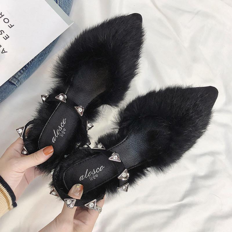 Fuzzy Faux Fur Statement Slides - Theone Apparel