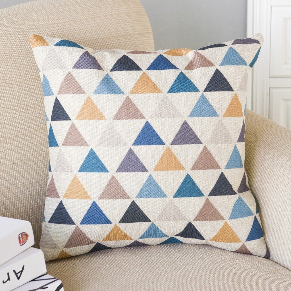 Geo Splice Triangle Print Pillow Covers