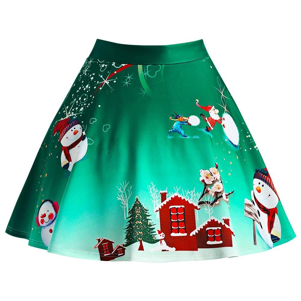 Christmas Snowman Plus Size Skirt - Theone Apparel