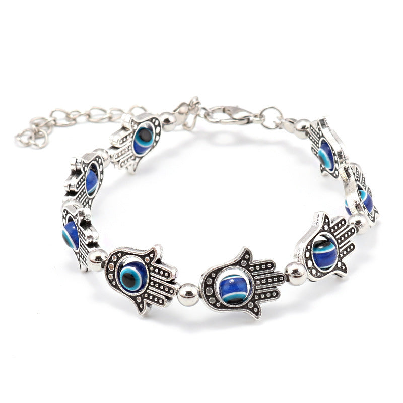 Hamsa Metal Charm Bracelet-Dark Blue-Theone Apparel