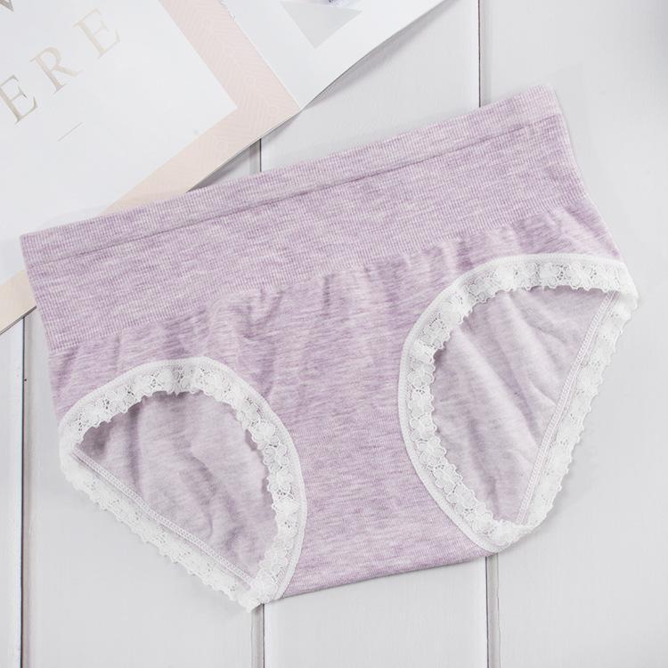 Heather Gray Lace-Trimmed Panty-Purple-Theone Apparel