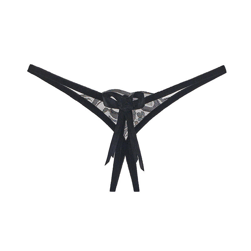 Lace Front Semi See Through Thong-Black-Theone Apparel