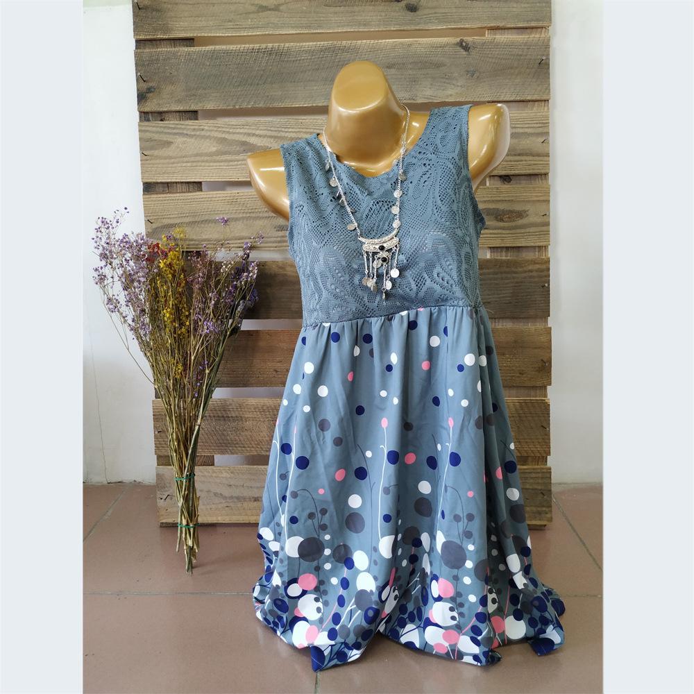 Lacy Dots Strapless Summer Dress-Blue-Theone Apparel