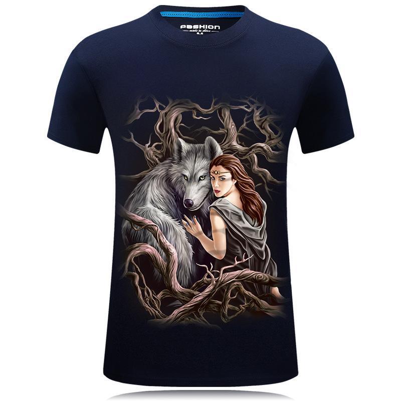 Lady And Her Beast Graphic Tee-Dark Blue-Theone Apparel