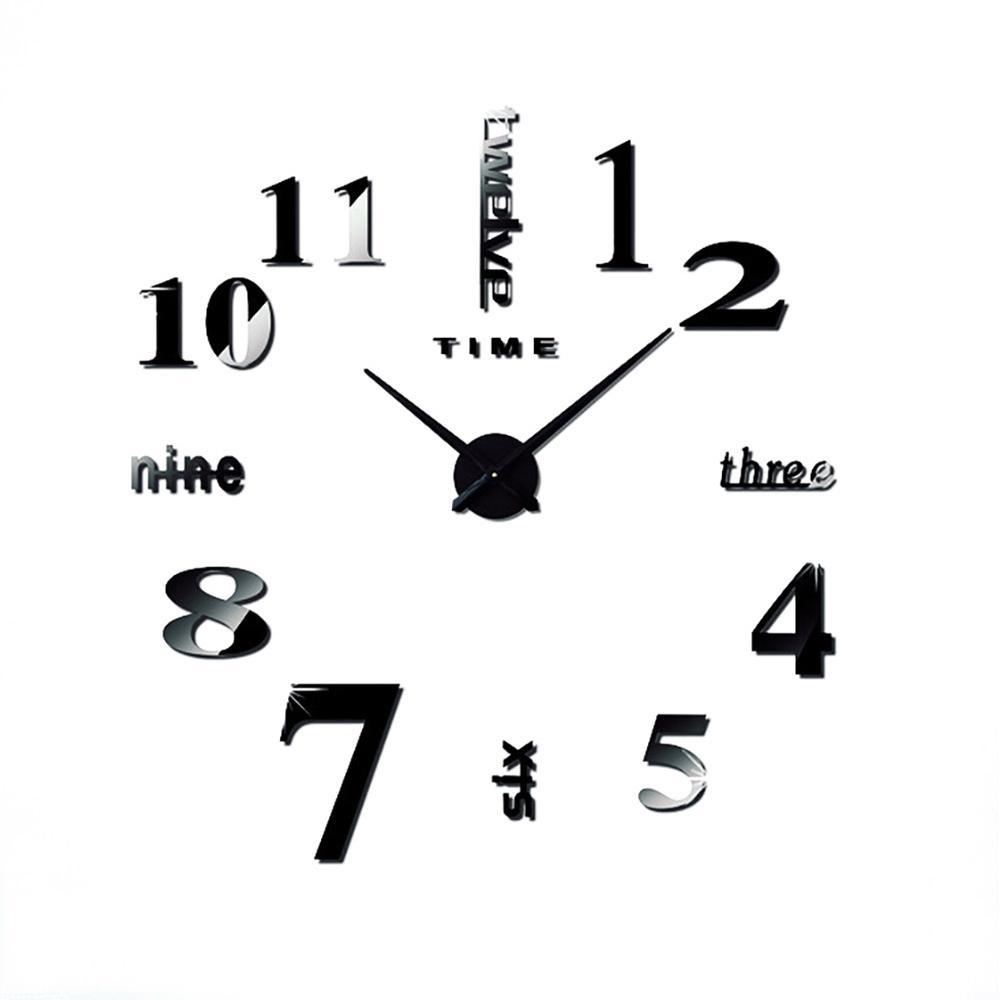 Large Mirror Effect 3D Digital Wall Clock-Black-Theone Apparel