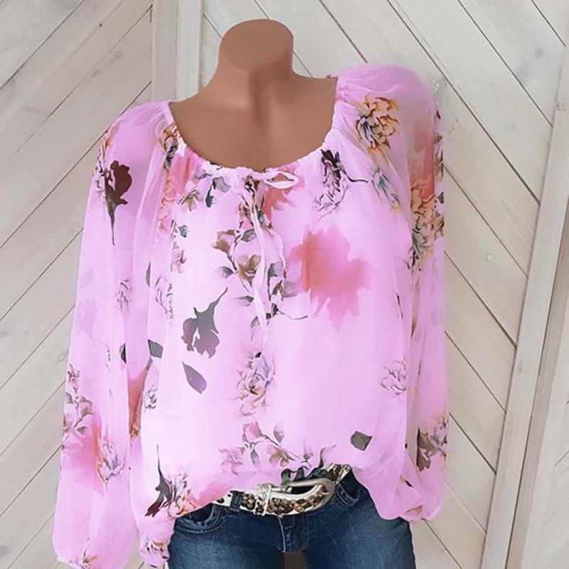Loosely Layered Floral Peasant Blouse-Purple-Theone Apparel