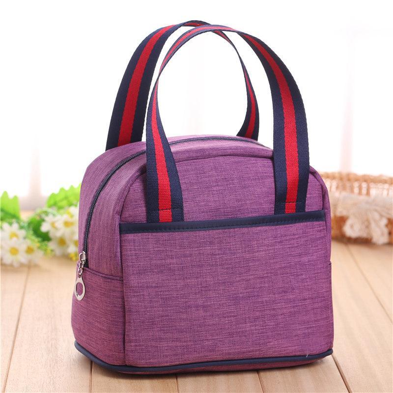 Medium Round Top Zipper Tote-Purple-Theone Apparel