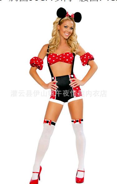 Mini Mouse Polka Dot Lingerie With Stockings-Red-Theone Apparel