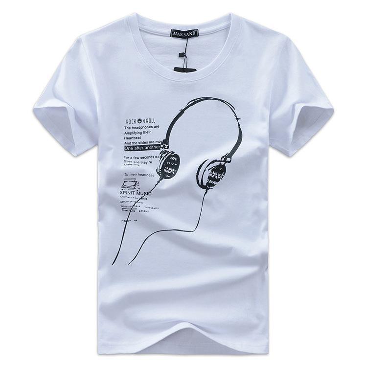 Music is Life Headphone Shirt-White-Theone Apparel