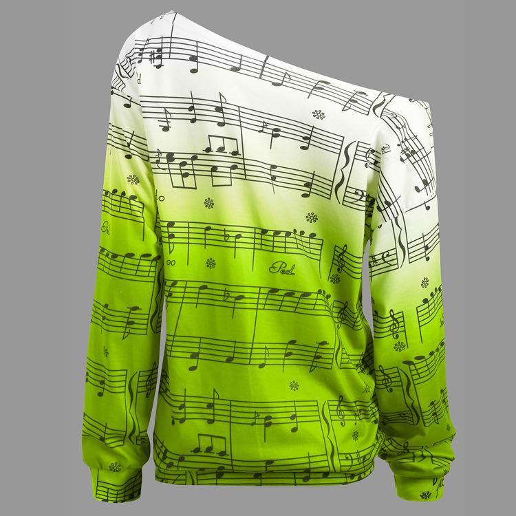 Neon Ombre Music Note Sweater-Light Green-Theone Apparel