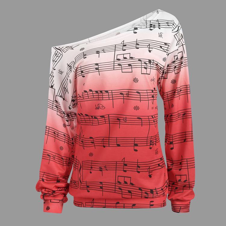 Neon Ombre Music Note Sweater-Red-Theone Apparel
