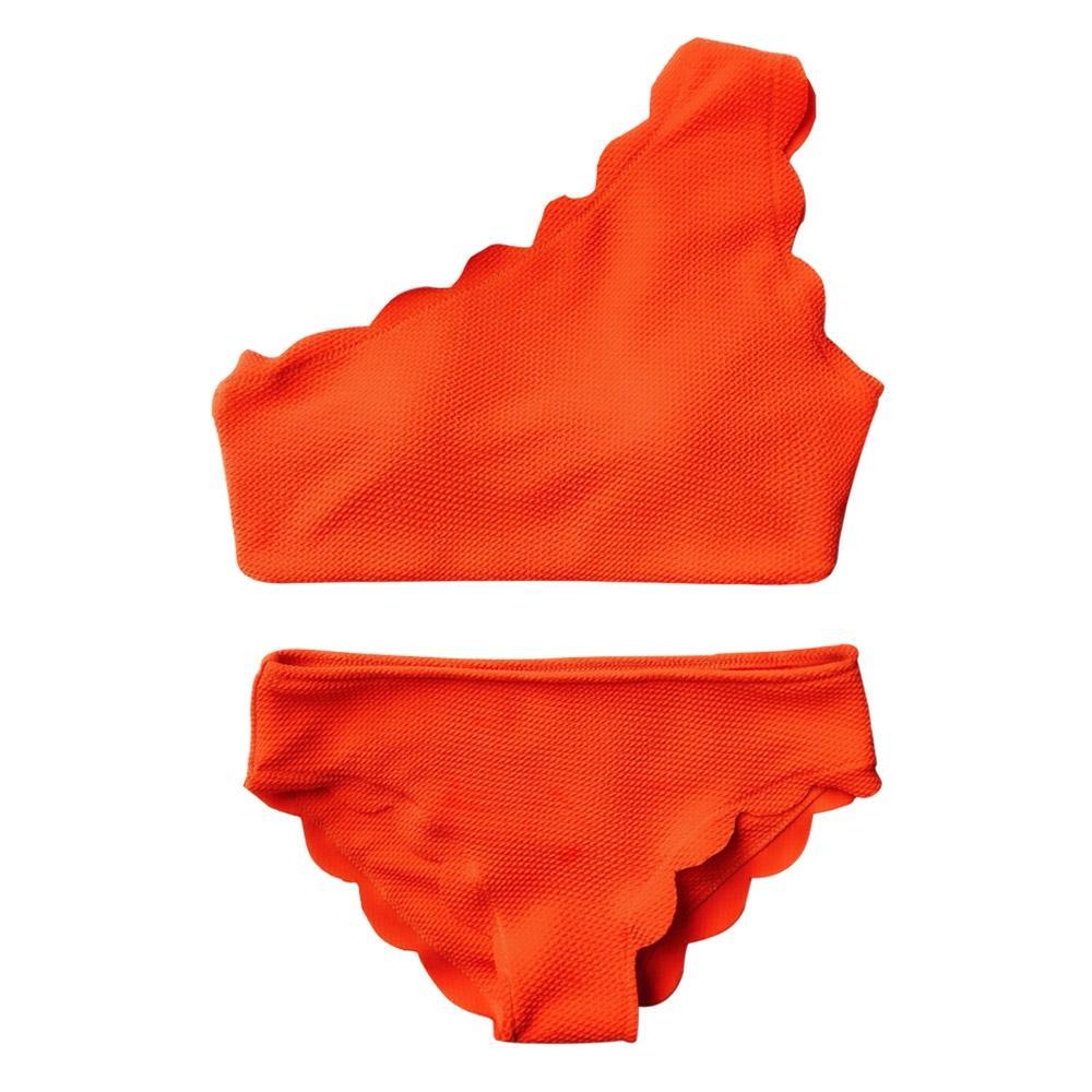 Set di bikini smerlato da donna a spalla