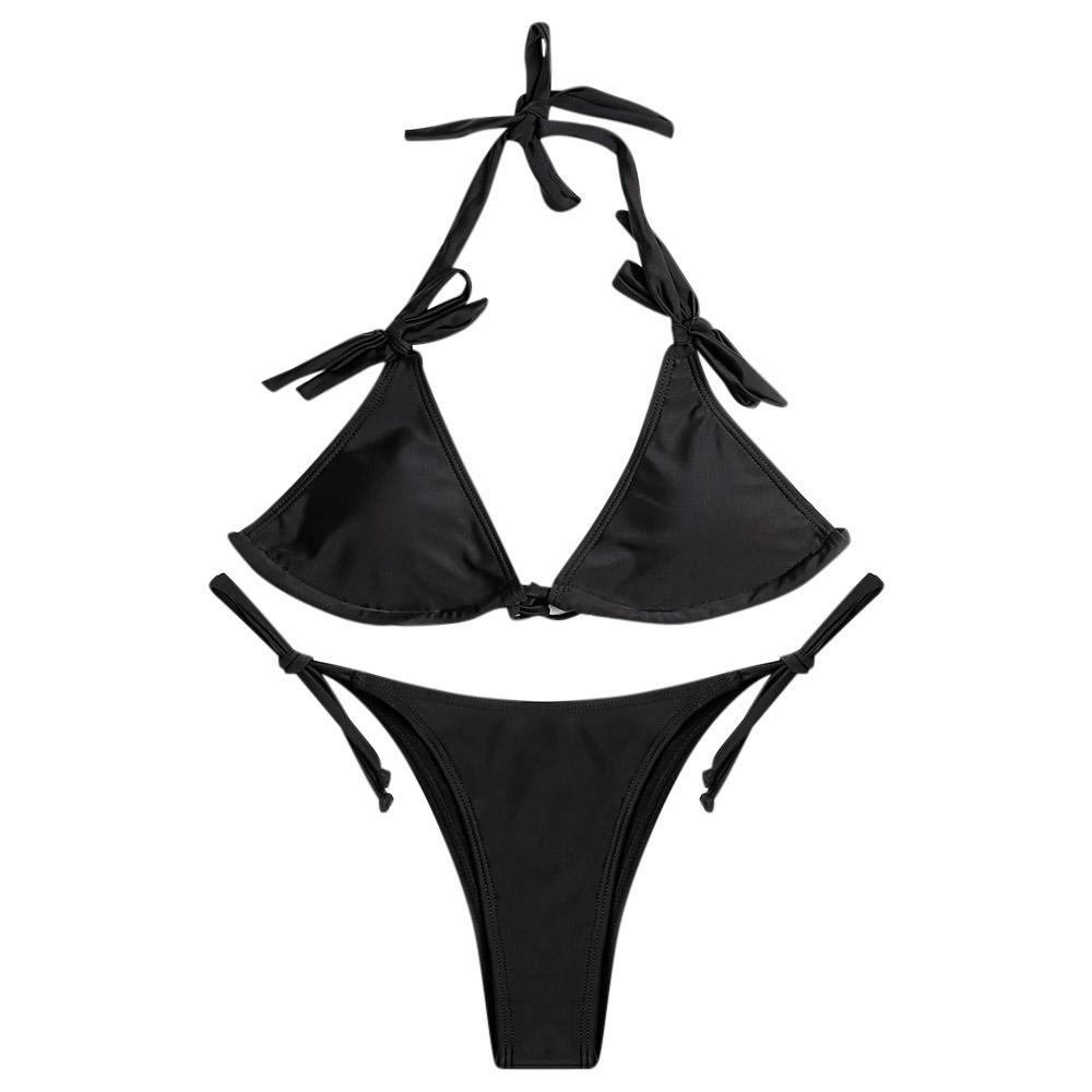 Padded Bowknot Womens Bikini Set-Black-Theone Apparel