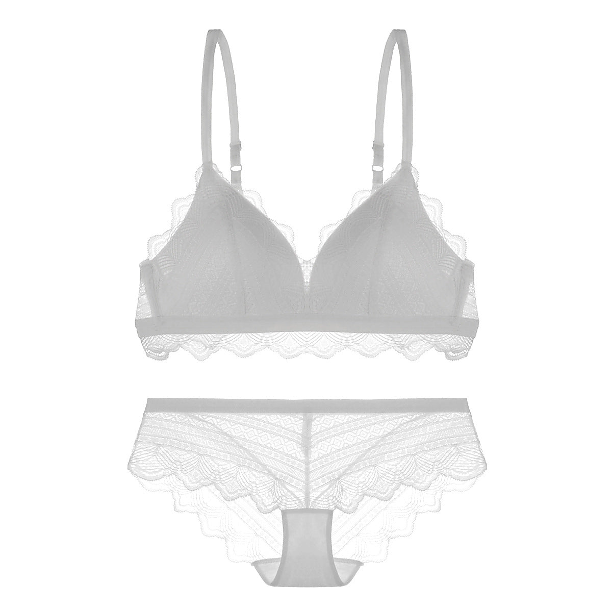 Patterned Statement Bra and Panty Set-White-Theone Apparel