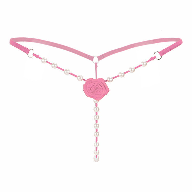 Pearls and Bows Lace G String-Pink-Theone Apparel