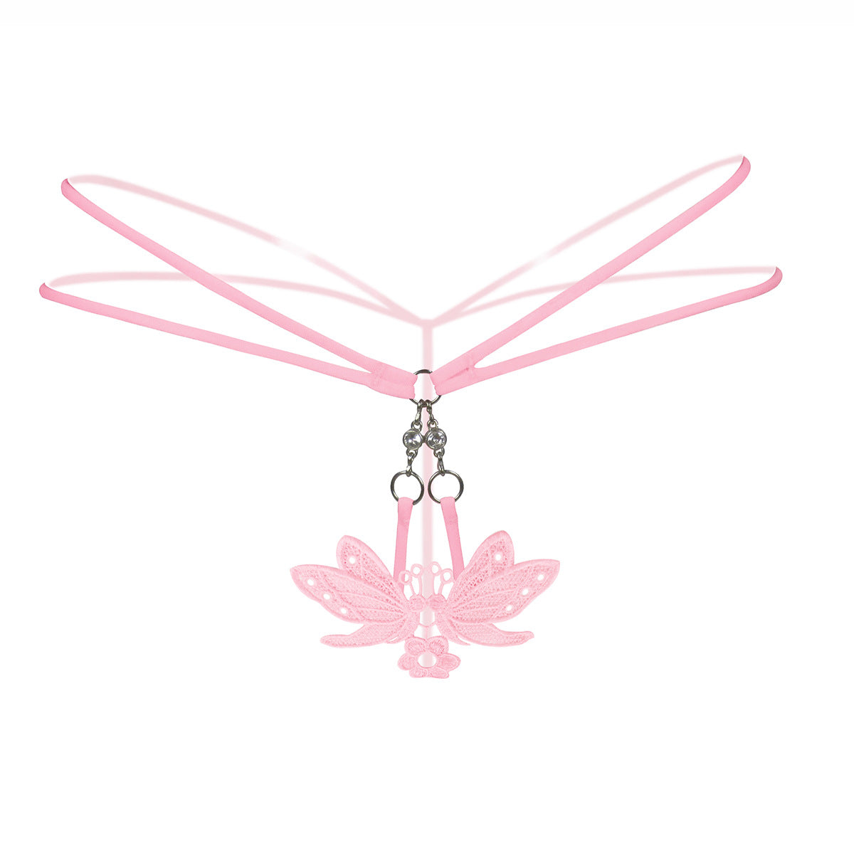 Pearls and Butterflies Double Strap G String-Pink-Theone Apparel