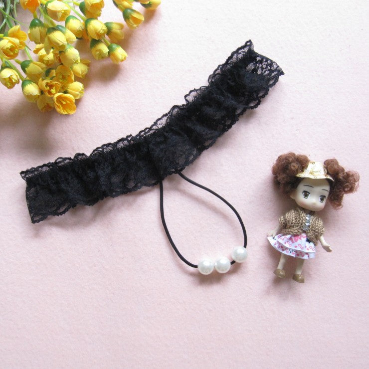 Pearls in Pocket Skirted G String-Black-Theone Apparel