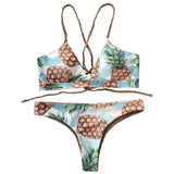 Riemchen-Bikini-Set mit Ananas-Print