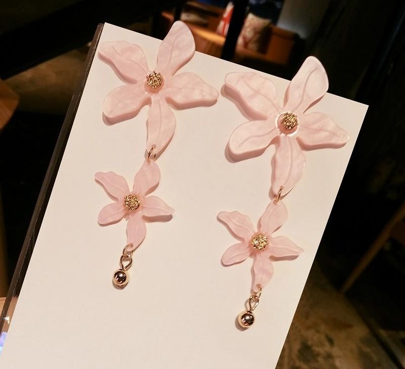 Pink Flower Blossom Statement Earrings-Pink-Theone Apparel