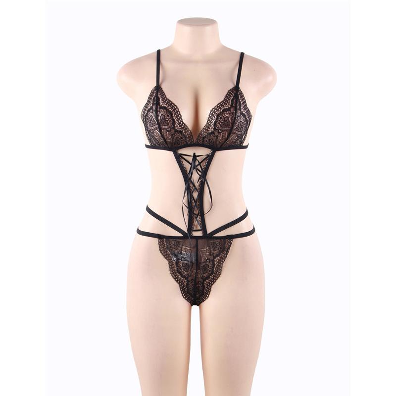 Plus Size Bra & Panty One-Piece-Black-Theone Apparel