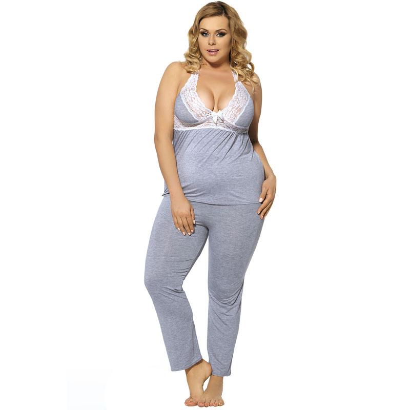 Plus Size Casual Flirty & Lacy Bodysuit-Gray-Theone Apparel