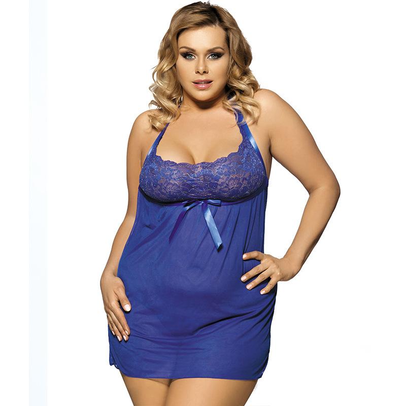 Plus Size Lace & Bow Bodice Dress-Blue-Theone Apparel