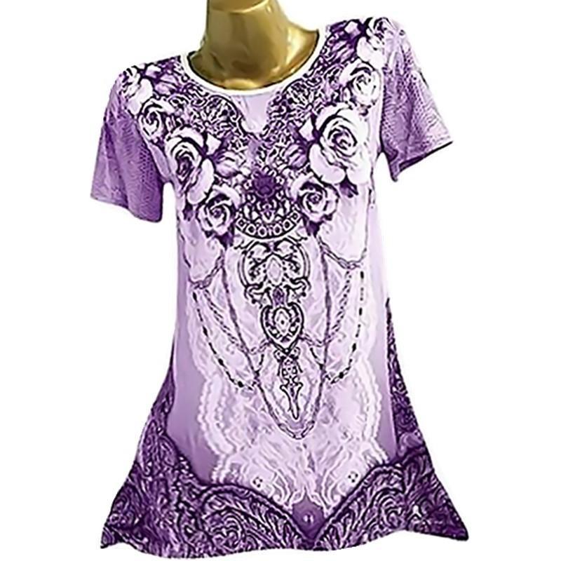 Flora sieraden print piek zoom top