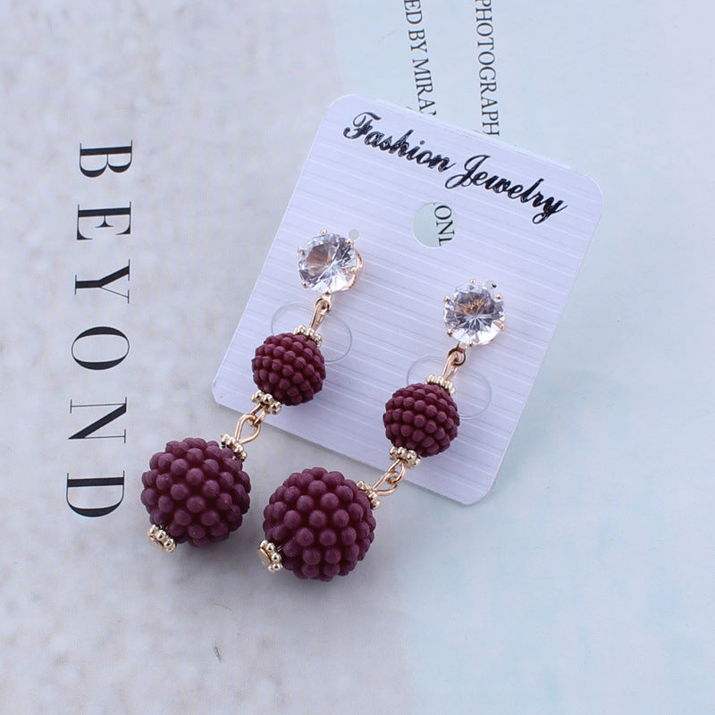 Ribbed Asymmetrical Sphere Drop Earrings-Brown-Theone Apparel