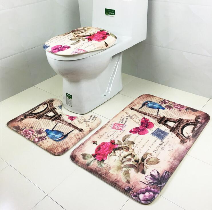 Romantic Paris With Love Bath Mat Set-621-0008-S3-Theone Apparel