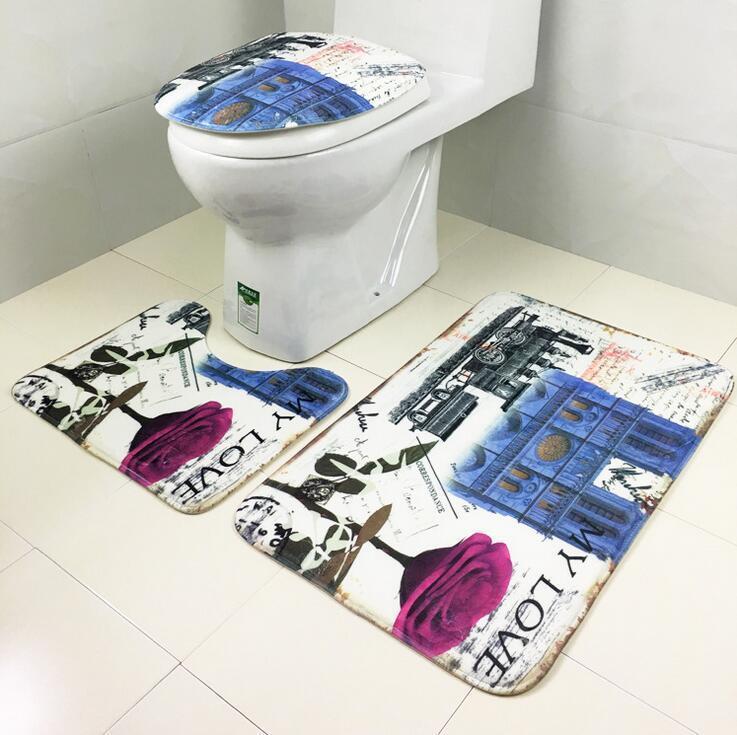 Romantic Paris With Love Bath Mat Set-621-0008-S4-Theone Apparel