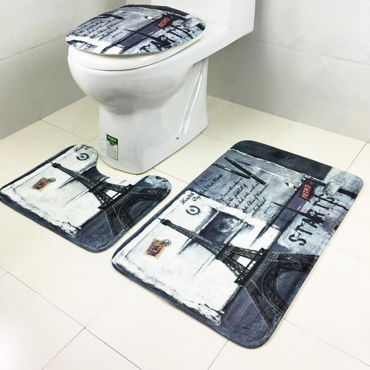 Romantic Paris With Love Bath Mat Set-621-0008-S5-Theone Apparel