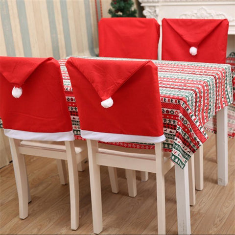 Santa Christmas Hat Chair Covers
