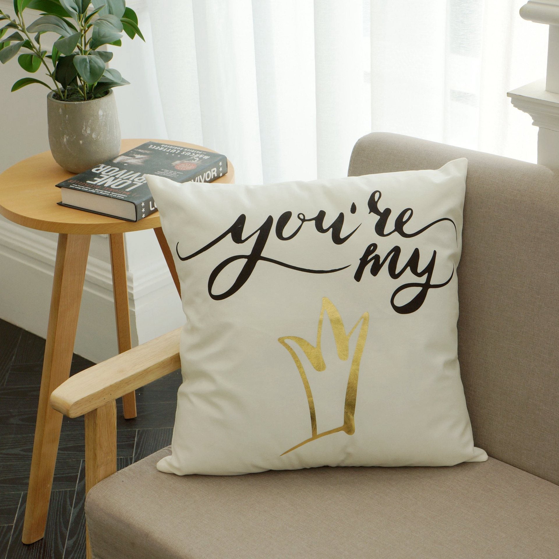 Scripted Gold Foil Pillow Covers-601-0029-S7-Theone Apparel