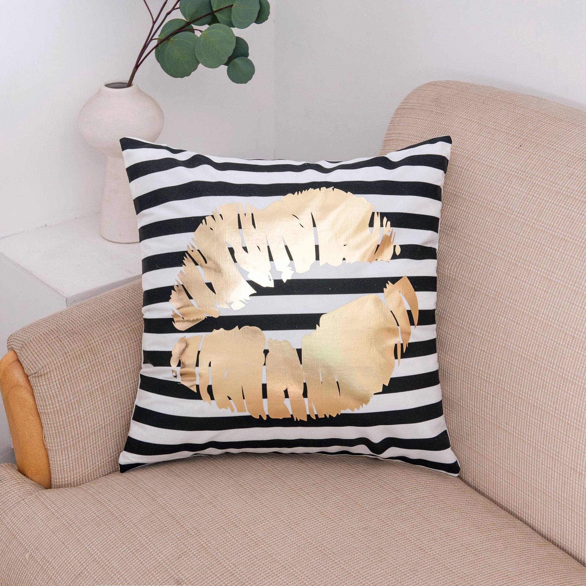 Scripted Gold Foil Pillow Covers-601-0029-S9-Theone Apparel