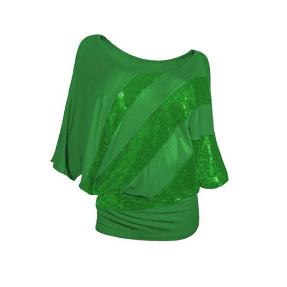 Sequin Stripe Ruched Side Sweater Top-Green-Theone Apparel