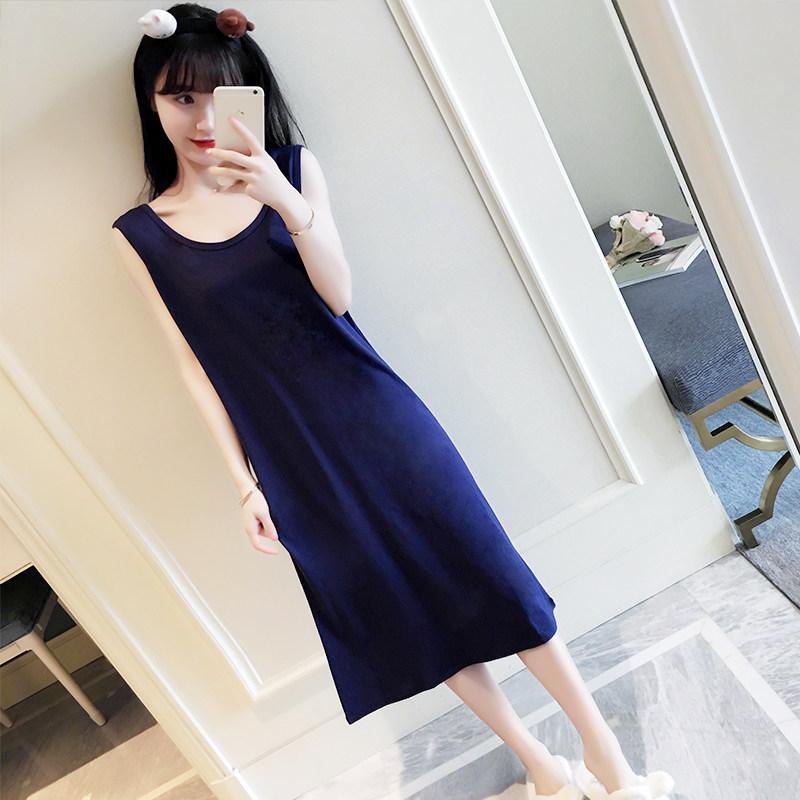 Sexy Solid Sleeveless Long Dress-Blue-Theone Apparel