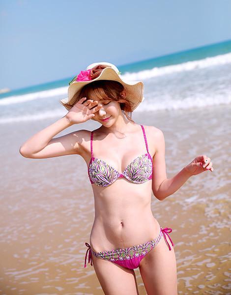 Simple 2 piece sexy leaf like design bikini-Red-Theone Apparel