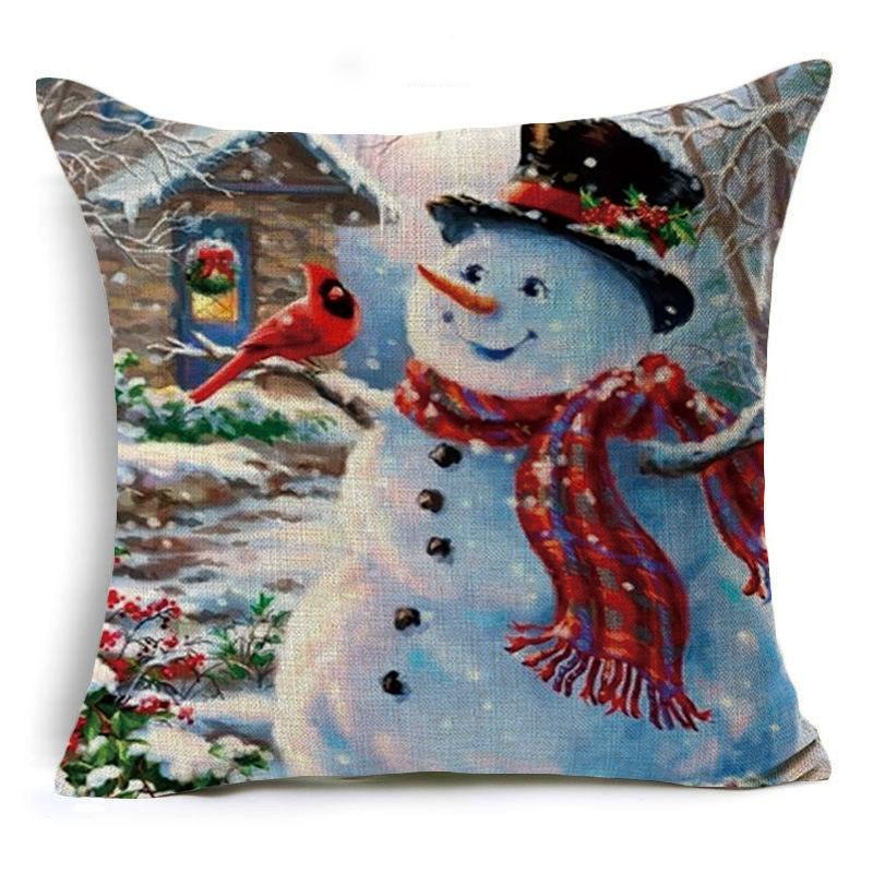 Snow Scene Snowman Pillow Covers-601-0055-S4-Theone Apparel