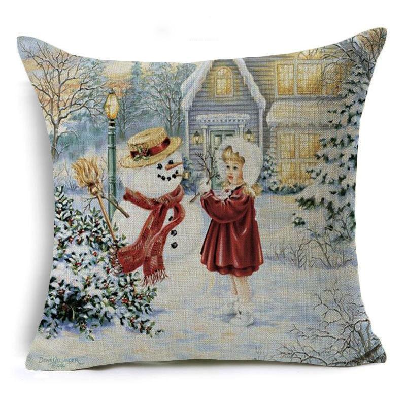 Snow Scene Snowman Pillow Covers-601-0055-S6-Theone Apparel