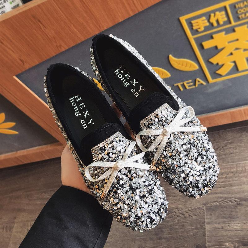 Sparkly Sequin Sensation Loafer Shoes-Silver-Theone Apparel