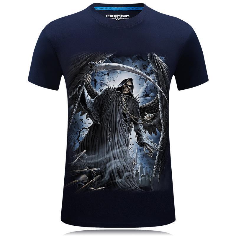 Spooky Black Grim Reaper Shirt-Blue-Theone Apparel