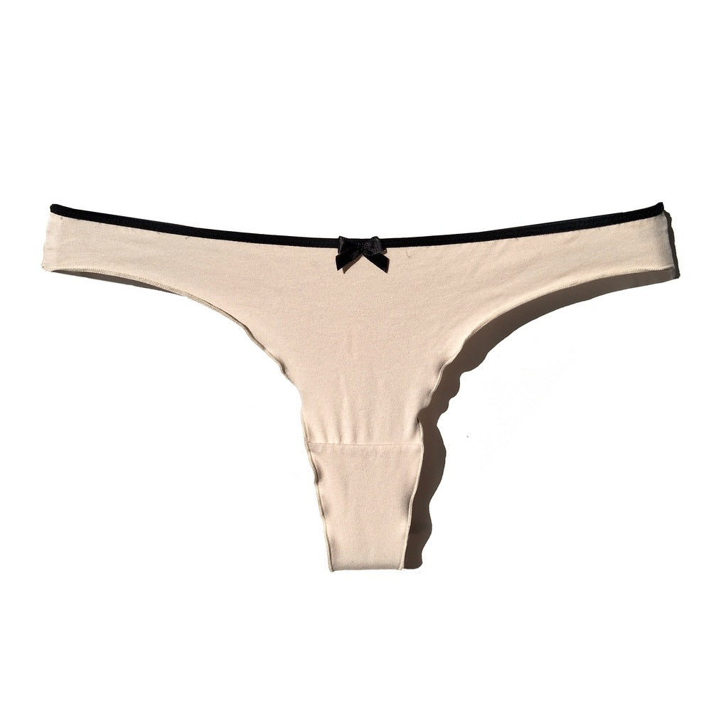 Sporty Striped Band Thong Panty-Apricot-Theone Apparel