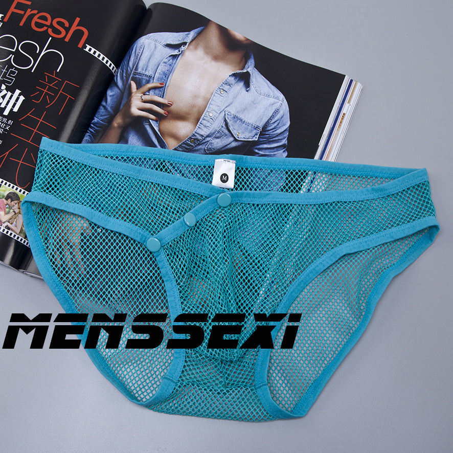Transparent Mesh Men's Underwear-Blue-Theone Apparel