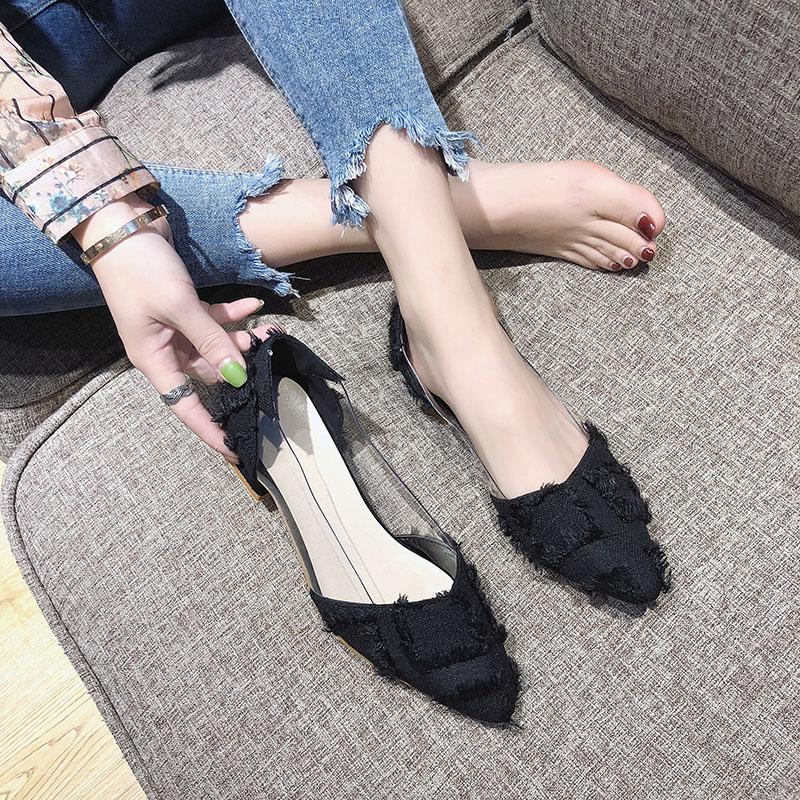 Tweed Fringe Point Toe Flats