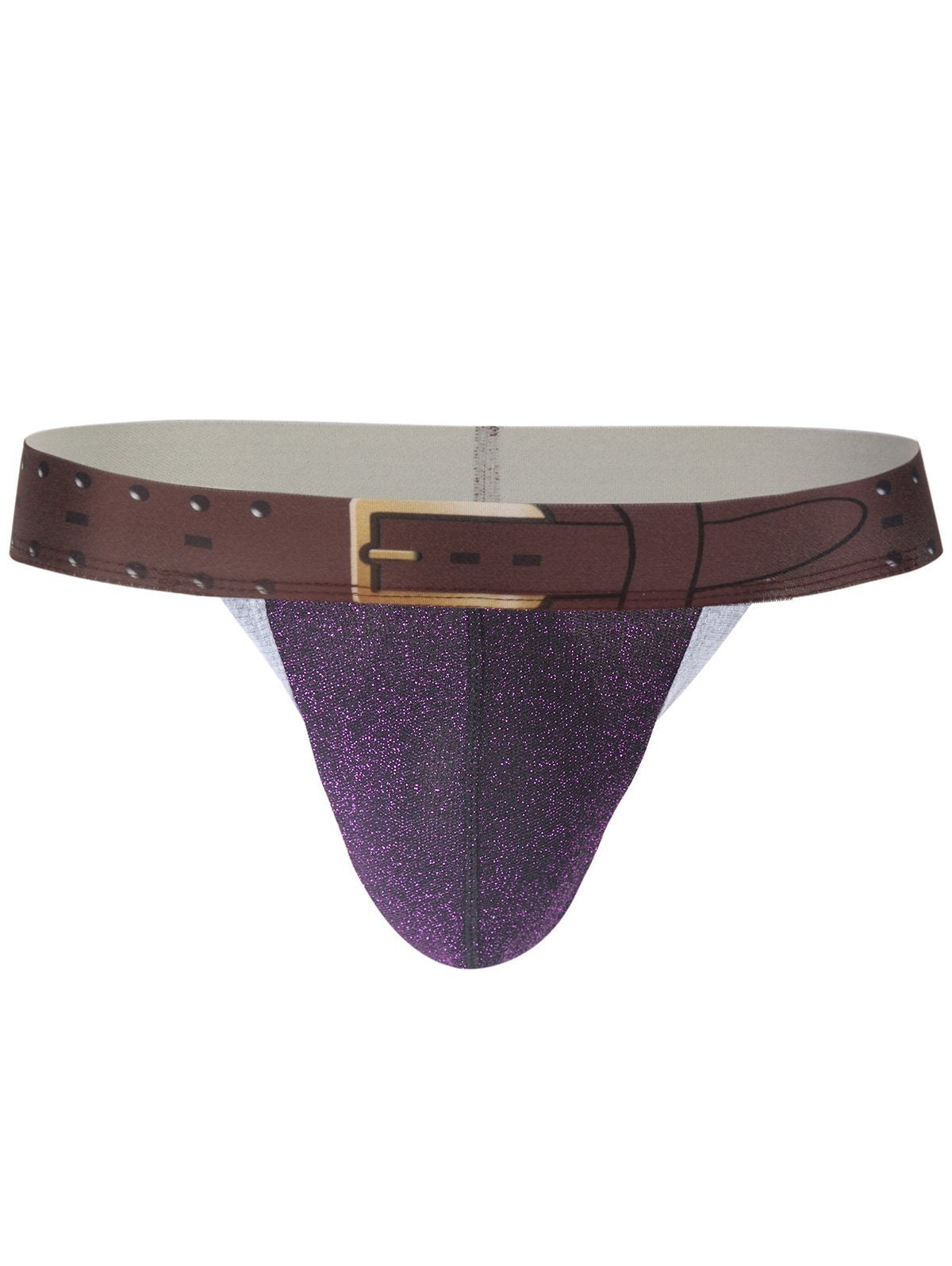 U Convex Faux Belt Waist Trunk-Purple-Theone Apparel