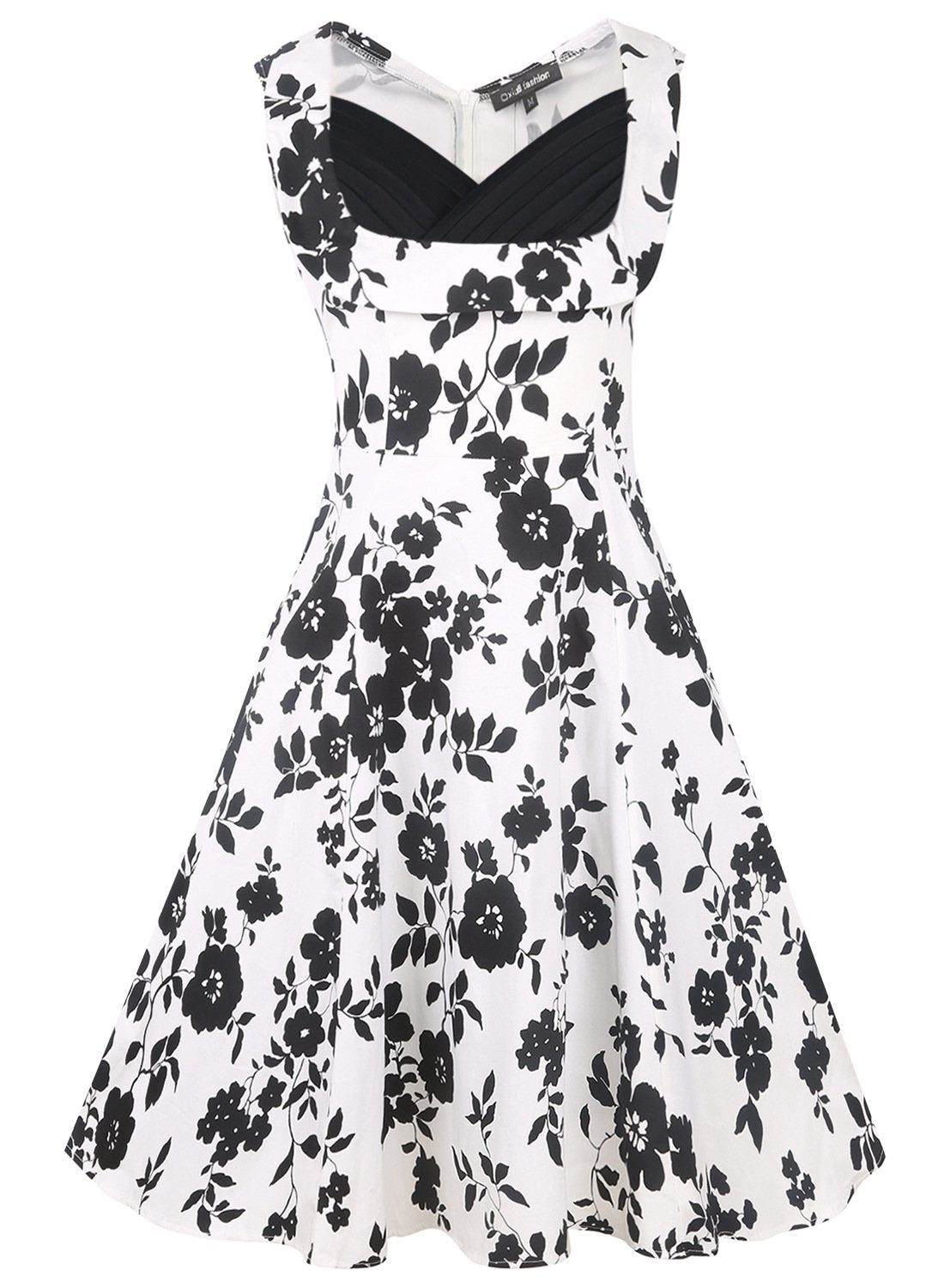 Vestido plissado floral branco retro